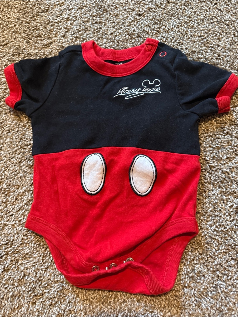 Mickey Mouse Red & Black Baby One-Piece Bodysuit